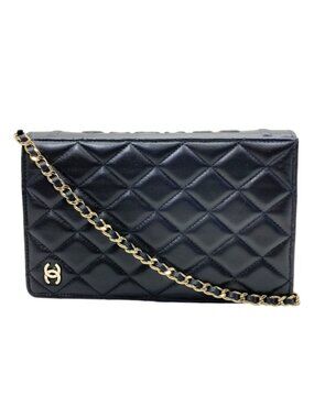 Chanel Quilted Chain Shoulder Bag Bicolor Leather Black White